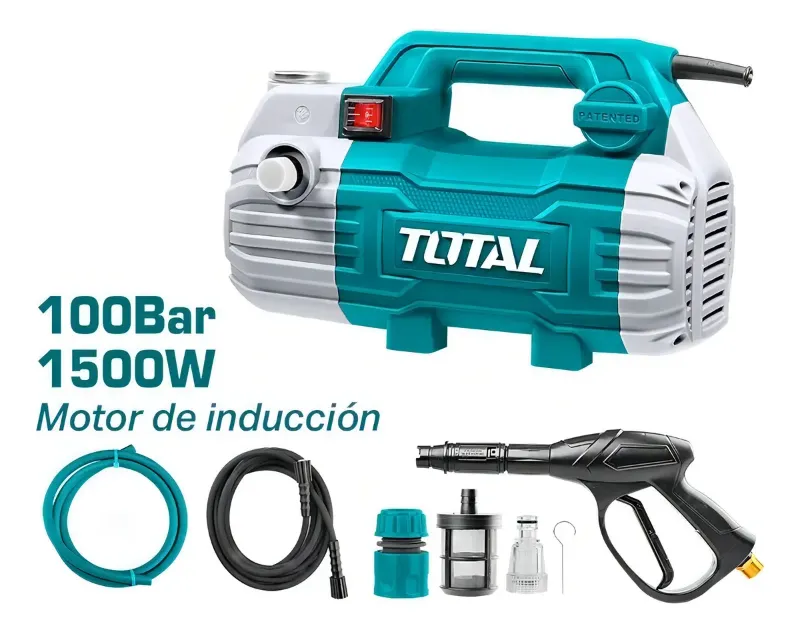 Hidrolavadora De Alta Presión Total, Portátil - 100bar, 1450psi - 1500w