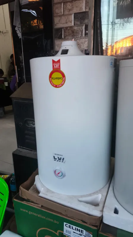 Termotanque eléctrico marca IKA - color blanco - con manómetro - 80 litros