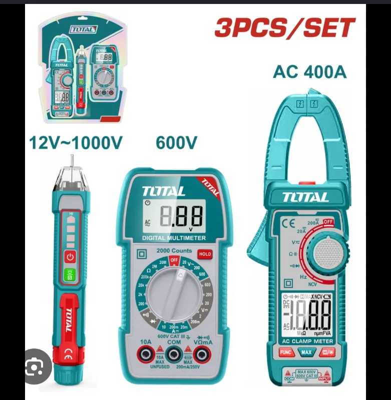 Set Multímetro, Pinza Amperimétrica, Detector Voltaje TOTAL